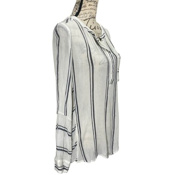 Two by Vince Camuto Women's Striped Tunic Long Sleeve Semi-Sheer Boho Top-Medium - Picture 6 of 9
